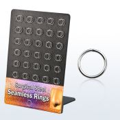 brsel6 display w 60 pcs 316l steel seamless rings, 20g (0.8mm)