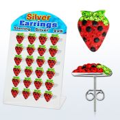 brsfd3 silver earring strawberry with ferido glued crystals