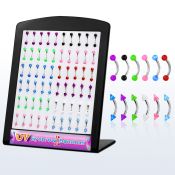 bruv3 display 60 bananas ceja acero quirurgico bolas conos acrilico uv 3mm 8mm distribuidor mayorista