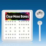 bxa18 caja piercing nariz hueso acrilico transparente bola 2mm cristal claro redondo venta