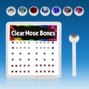 bxa19 caja piercing nariz hueso acrilico transparente bola 2mm cristal redondo distribuidor mayorista