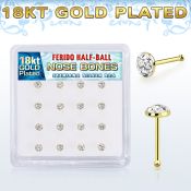 bxfr16gc 18k gold plated 925 silver nose bones 3mm ferido glued half ball resin cover