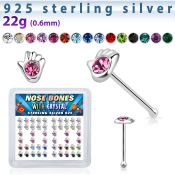 bxhdm caja display piercing nariz hueso plata esterlina 925 0 6mm mano cristal centro al por mayor