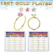 bxnhmx7g 18k plated silver seamless nose ring 22g star 18pcs