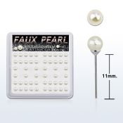 bxnypr3 box w silver unbed nose studs w 3mm pearl ball tops