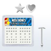 bxvhs silver nose bone with plain heart star shaped top