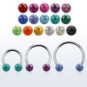 cbefr5l xxl steel circular barbell 16g w 5mm multi crystal balls