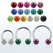 cbefr6l barbell circular diametro acero 316l bolas multi cristal 6mm usar como arete mayorista