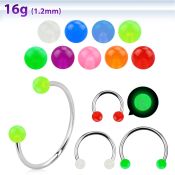 cbeglbl xxl steel circular barbell 16g 3mm glow in the dark ball