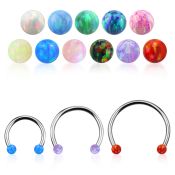 cbeop3l xxl steel circular barbell, 16g w 3mm opal balls