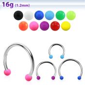 cbesabl xxl steel circular barbell, 16g w 3mm solid acrylic ball