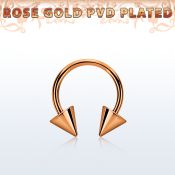 cbettcn5 rose gold pvd plated steel circular barbell w 5mm cones