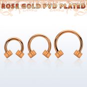 cbettd25 rose gold steel circular barbell w 2 2.5mm dices