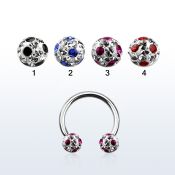 cbfr5a 316l circular barbell with dotted crystal ball