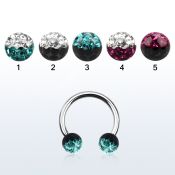 cbfr5e 316l circular barbell with 2 color crystal ball