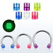 cbgldi4l barbell circular diametro acero 316l dados 4mm acrilico brilla oscuridad usar como arete mayorista