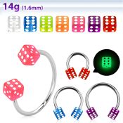 cbgldi5l barbell circular diametro acero 316l dados 5mm acrilico brilla oscuridad usar como arete mayorista