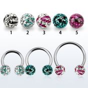 cbmfc8l barbell circular diametro acero 316l bolas 8mm multi cristal ferido rayas cebra usar como arete venta