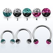 cbmfe6l barbell circular diametro acero 316l bolas 6mm multi cristal ferido colores usar como arete mayorista