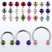 cbpr6l xxl steel circular barbell, 14g w 6mm faux pear balls