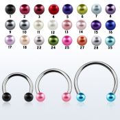 cbprl xxl steel circular barbell, 14g w 5mm faux pear balls