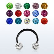 cbtfr5 anodized 316l circular barbell with multi crystal ball