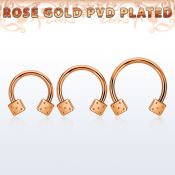 cbttdi rose gold steel circular barbell w 2 4mm dices