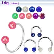 cbvbab8l xxl steel circular barbell, 14g w 8mm ab acrylic balls