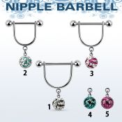 cfrsnp8 barbell pezon estribo acero quirurgico bolas 5mm bola 8mm multi cristal ferido rayas cebra mayorista
