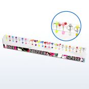 dabbdi display 24 barbells lengua acero quirurgico dados acrilicos conectados barra cruzada 16mm al por mayor