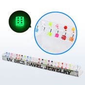 dabndi display 24 piercings ombligo acero quirurgico bola acrilico uv brilla oscuridad 5mm dado acrilico uv brilla oscuridad mayorista
