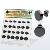 dacb188 display 12 pares piercings oreja plugs falsos acero 316l anodizado negro al por mayor