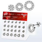 dacb208 display 12 pares piercings oreja dilataciones tunel falsas acero 316l cristal ferido venta