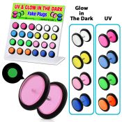 dacb42 board of glow in the dark acrylic uv fake plug w o ring