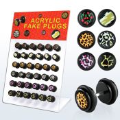 dacb59 board of black acrylic fake plug w resin o ring