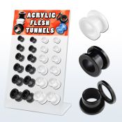 dapg12 display 24 dilataciones tunel tornillo acrilicas negras blancas 4mm 12mm distribuidor mayorista