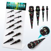 dapg78 board of star printed acrylic tapers with rubber o ring