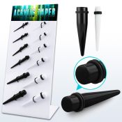 dapg86b display 12 tapers acrilicos negros blancos anillo goma 3mm 10mm distribuidor mayorista