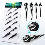 dapg91 board of clear b w tri color acrylic tapers w o ring