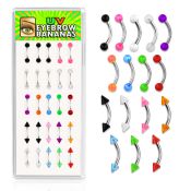 dbneuv caja 25 bananas ceja acero quirurgico bolas conos acrilico uv 3mm 8mm al por mayor