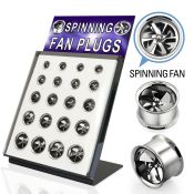 dffan 316l double flared steel flesh tunnel with fan blade