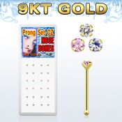 dgbz9m caja 24 piercing nariz hueso oro 9 kts 0 6mm zirconia redondas 1 5mm al por mayor