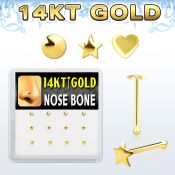 dgnb10 caja 12 piercing nariz hueso oro 14 kts 0 6mm oro liso formas estrella corazon disco distribuidor mayorista