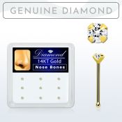 dgnb15 caja 9 piercings nariz hueso oro 14 kts 0 6mm diamante redondo 1 5mm distribuidor mayorista