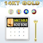 dgnb1 caja display 12 piercing nariz hueso oro 14 kts 0 6mm variada cristal redondo 1 5mm colores recubrimiento ab mayorista