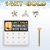 dgnb20 caja 12 piercing nariz oro 14 kts 0 6mm 3mm zirconia formas estrella tri corazon al por mayor