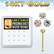dgnb4 caja 12 piercing nariz hueso oro 14 kts 0 6mm zirconia redondas 1 5mm al por mayor