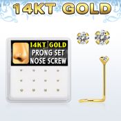 dgsc11 caja 12 piercing nariz l oro 14 kts 0 6mm zirconia redondas claras 1 5mm 2mm mayorista