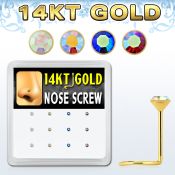 dgsc25 caja 12 piercing nariz l oro 14 kts 0 6mm cristal redondo 1 5mm mayorista