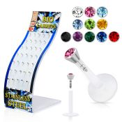 dlbijy display 40 labrets bio flexibles transparentes cabeza parte cristal 2 5mm 8mm venta